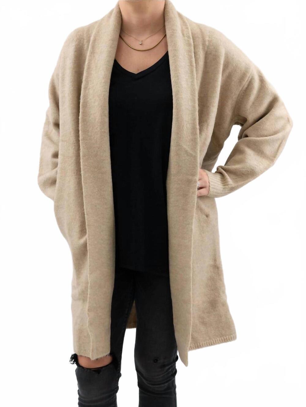 NEW LUSH long foldover collar cardigan in beige
